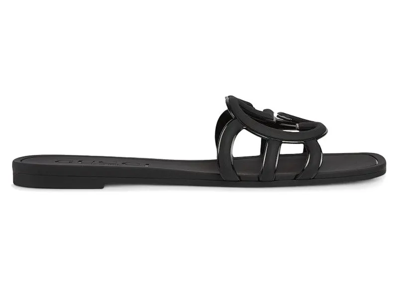 Gucci Interlocking G Slide Sandal Black Rubber | 780307 J8700 1000