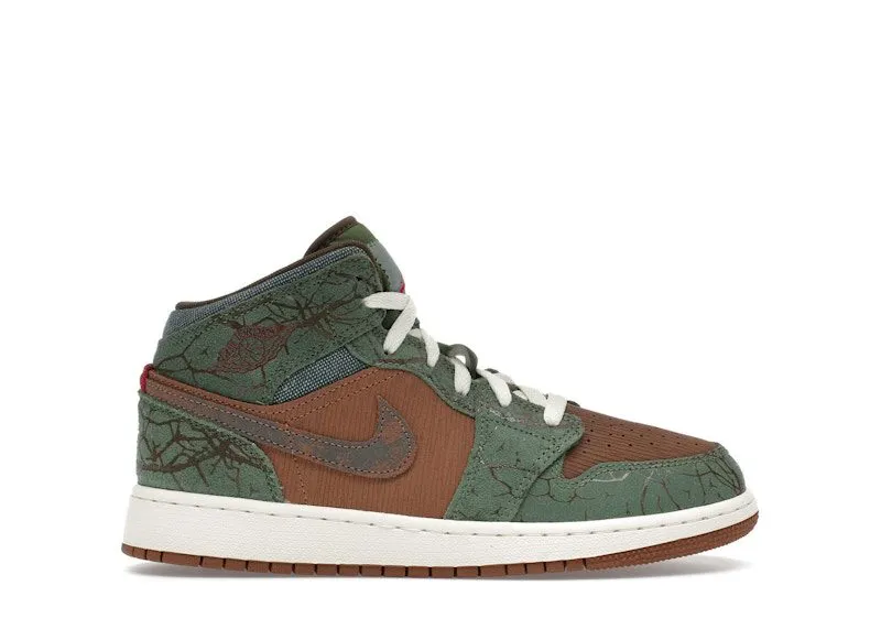 Jordan 1 Mid Treeline “Archaeo Brown / Treeline / Coconut Milk” | FQ8101-200