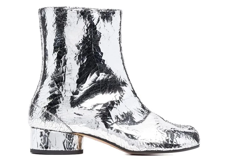 Maison Margiela Tabi Ankle Boot Cracked Metallic Silver | S58WU0273 P5016 T9002