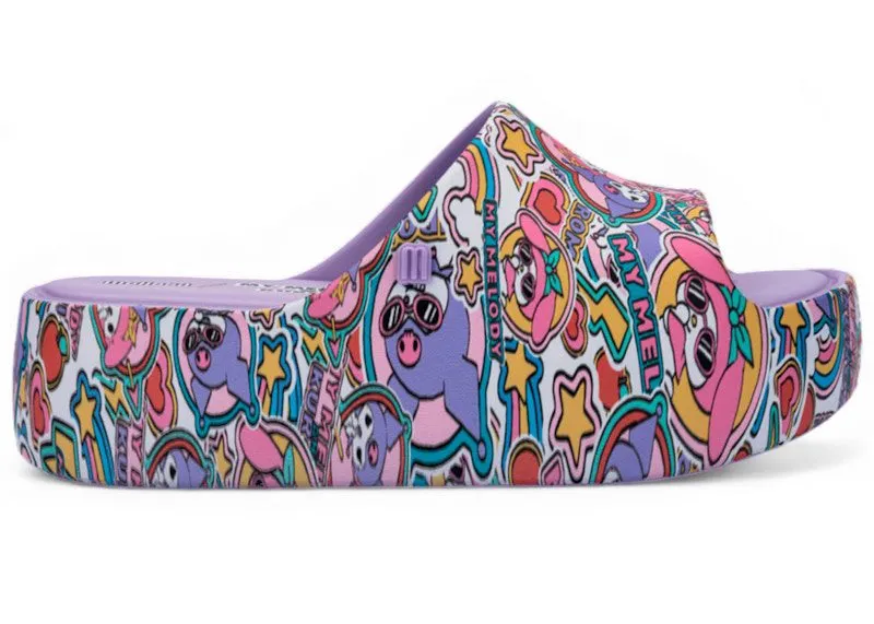 Melissa Free Platform Slide Hello Kitty and Friends Lilac Yellow | 37874-BS344