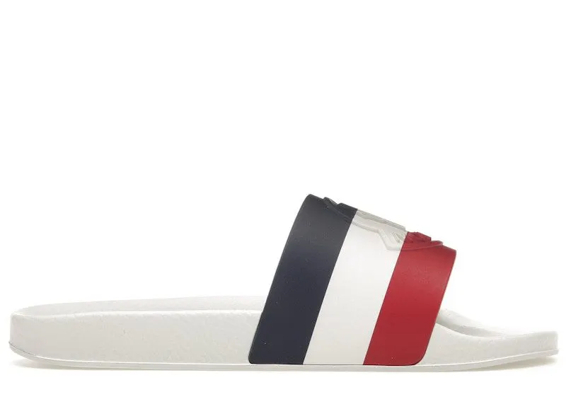 Moncler Basile Pool Slides White Tricolour | C7000001A49998