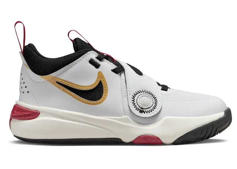 Nike Team Hustle D 11 White Metallic Gold University Red Black | DV8994-104