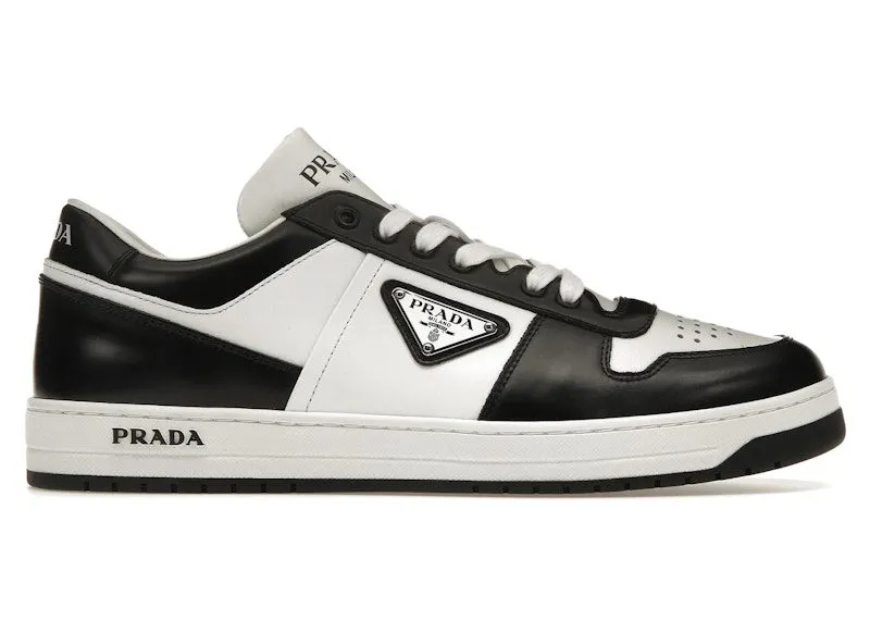 Prada Downtown Leather Low Top Sneakers White Black | 1E792M_3LKG_F0964