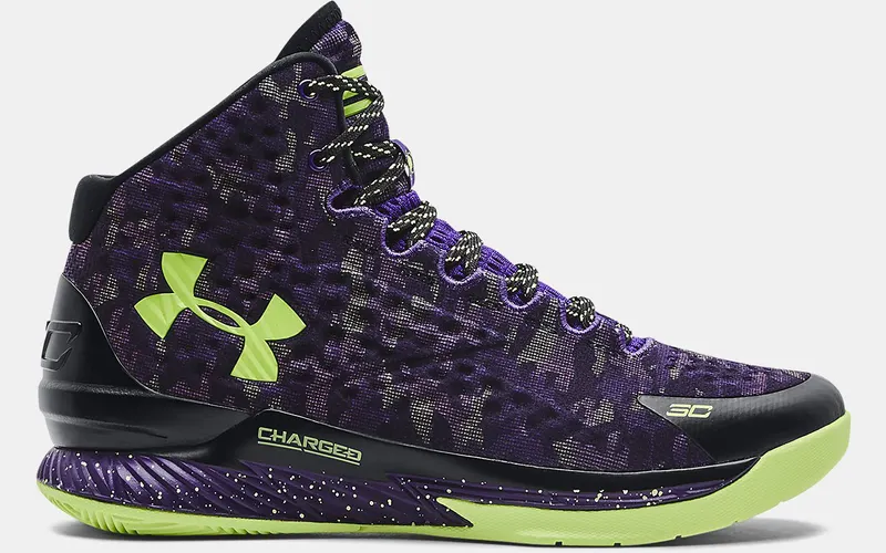Under Armour Curry 1 Retro Dark Matter “Black / Bright Green / Purple” | 3026049-001