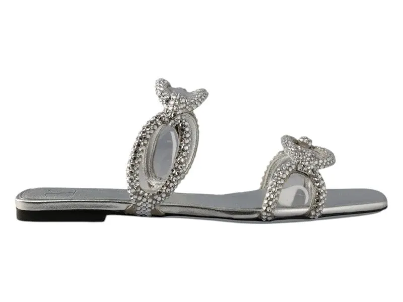 Valentino Chain Embellished Slip-On Sandals Silver | 2W2S0GK2APLS13