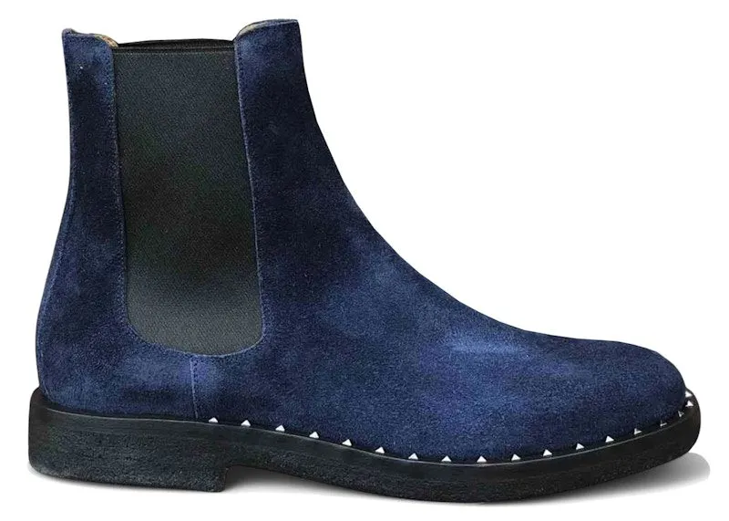 Valentino Garavani Suede Soul Rockstud Chelsea Boots Oceano Blue | QY2S0A38 VEF 648