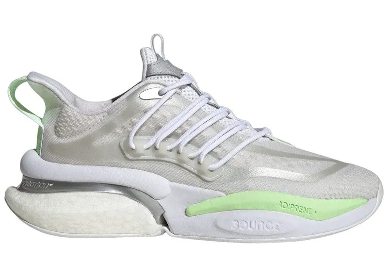 adidas Alphaboost V1 Cloud White Silver Metallic Green Spark | IG3727