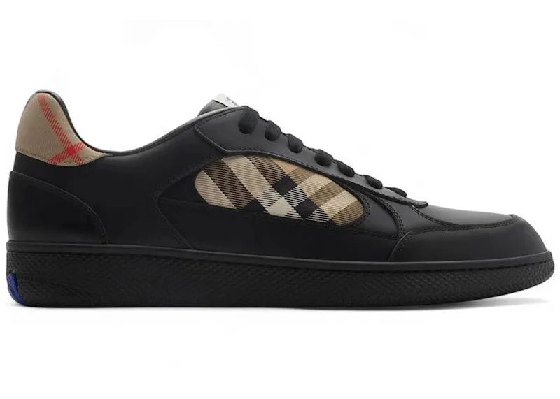 Burberry Leather and Check Terrace Sneakers​ Black Sand | 8108650