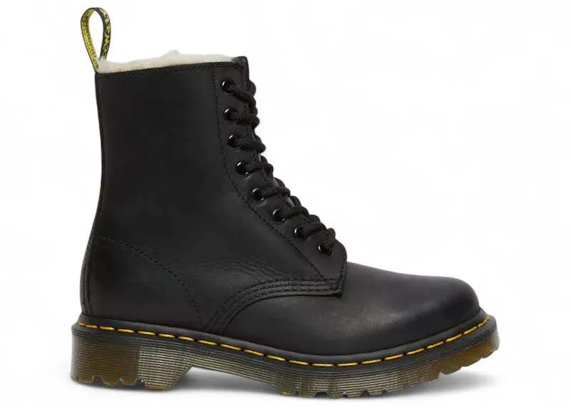 Dr. Martens 1460 Serena Burnished Wyoming Faux Fur Lined Lace Up Boot Black | 21797001