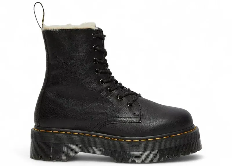 Dr. Martens Jadon Faux Fur Lined Pisa Leather Platform Lace Up Boot Black | 25637001
