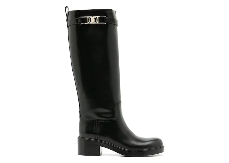 Ferragamo Gancini 55mm Knee Boots Black | 01C904750681
