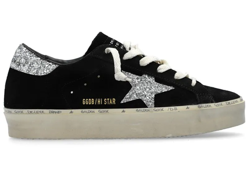 Golden Goose Hi Star Suede Black Silver Glitter | GWF00118-F006389-90179