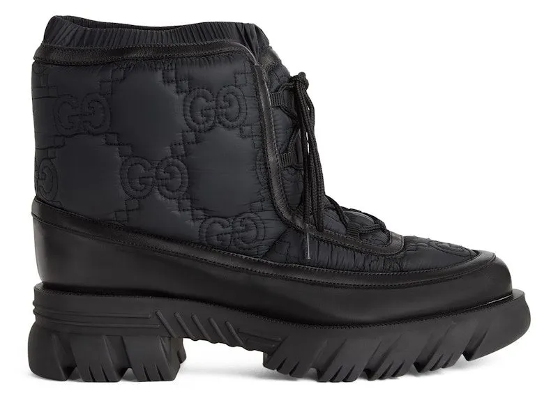 Gucci GG Lace Up Ankle Boot Black | 680888 UF720 1000