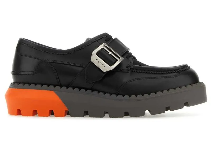 Gucci Lace Up Shoe Buckle Black Orange | 739868 AABZ0 1000