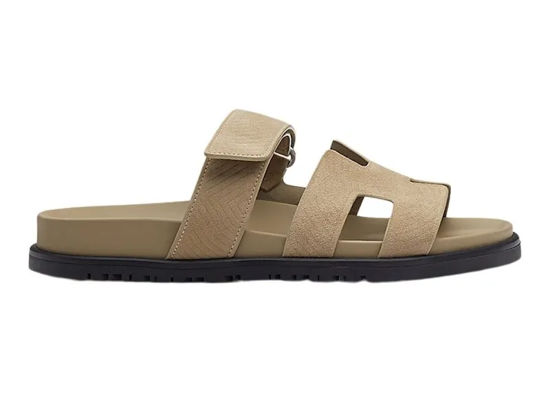 Hermes Chypre Sandal Beige Sable Suede Goatskin “Beige / Black” | H221123Z