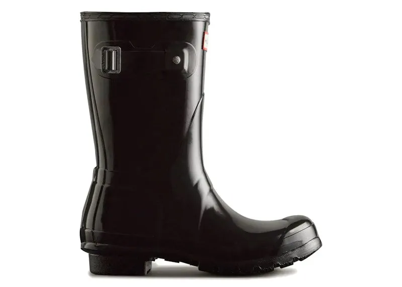 Hunter Original Short Gloss Rain Boots Black | WFS1000RGL-BLK
