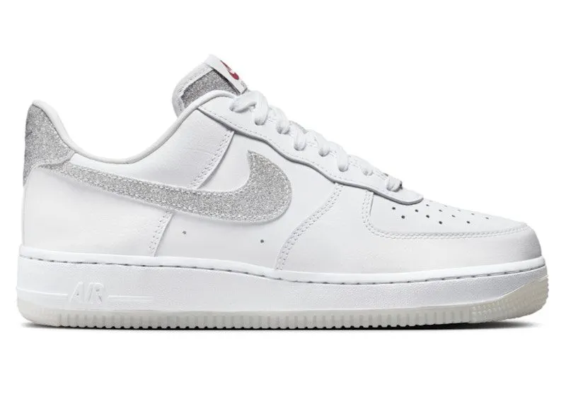 Nike Air Force 1 Low ’07 LX Glitter Swoosh White “White / White / Cool Grey” | HQ3461-191