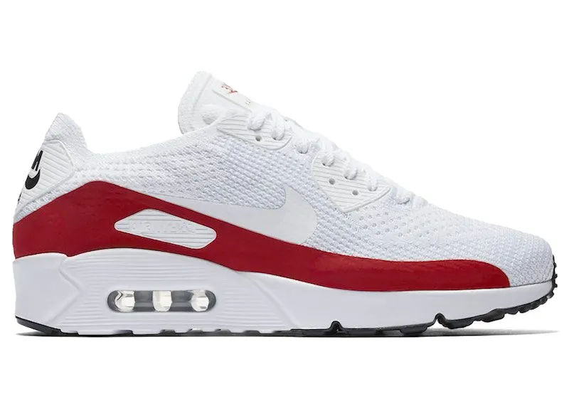 Nike Air Max 90 Ultra 2.0 Flyknit White Red “White / Red / Black” | 875943-102