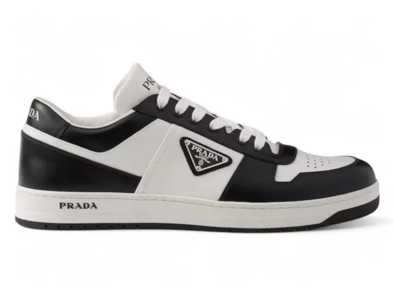 Prada Downtown Leather Sneakers White Black | 2EE364_3LKG_F0T8F_F_D001