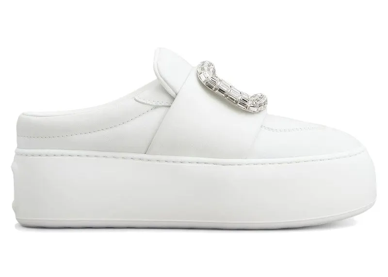 Roger Vivier Viv’ Up Mules White Crystal Buckle | RVW73941240LE9B001