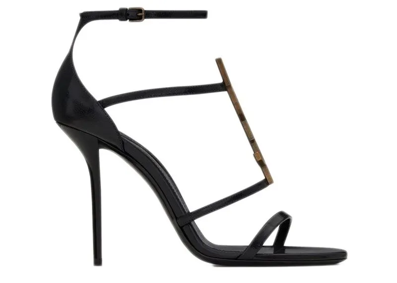 Saint Laurent Cassandra Sandal Heels Black Leather | 6301091Q0TT1000