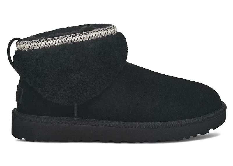 UGG Classic Ultra Mini Maxi Curly Boot Black | 1158263-BLK
