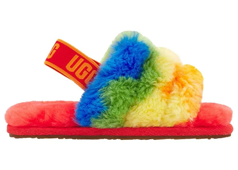 UGG Fluff Yeah Slide Rainbow Stripes | 1119841T-RSTR