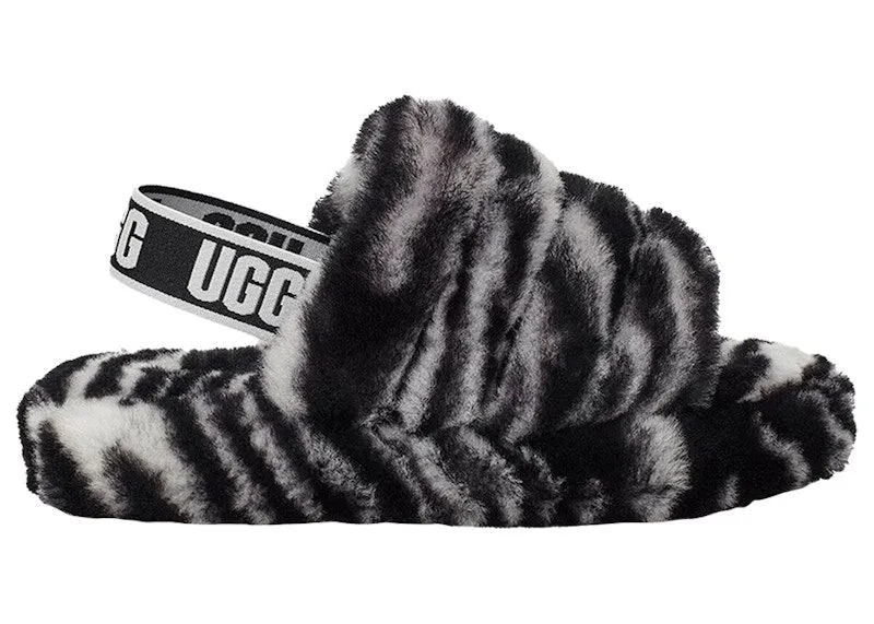 UGG Fluff Yeah Slide Zebra “Black White” | 1116156K-BWHT