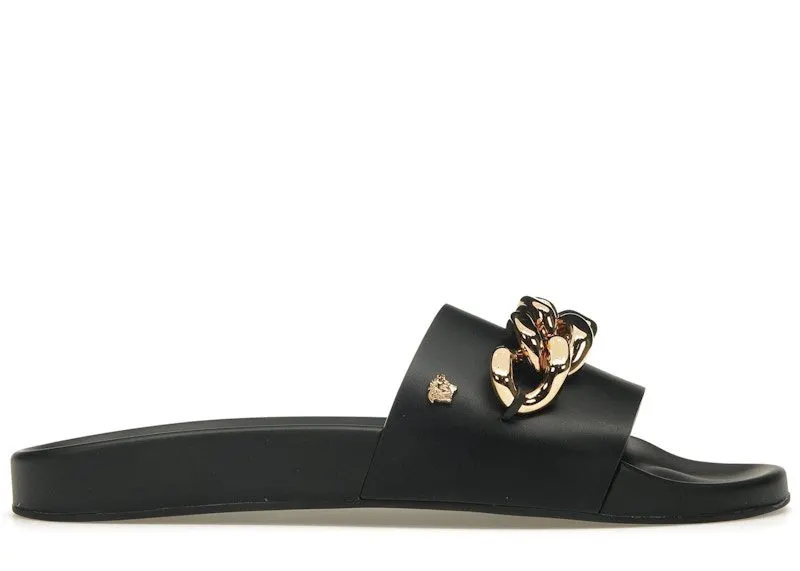 Versace Medusa Chain Slide Black Leather | DSU8463-DV46G-KVO41
