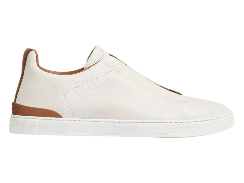 Zegna Deerskin Triple Stitch Off White/Brown | LHCVO-S4667Z-SPA