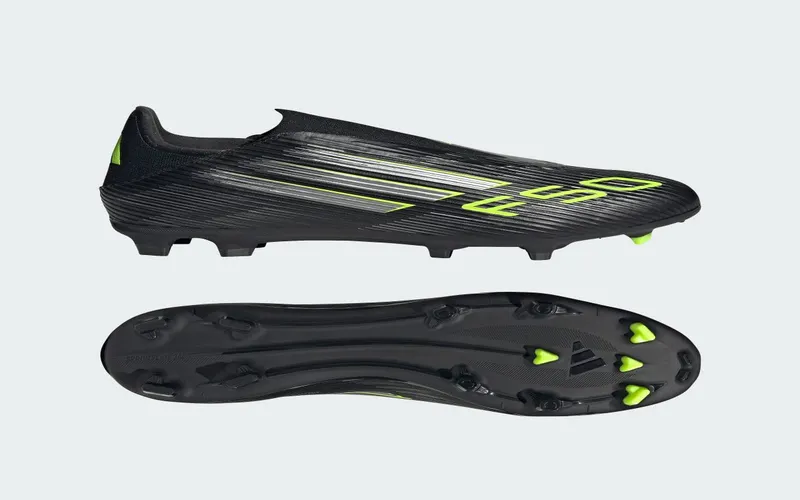 adidas F50 League Laceless FG/MG Electric Stealth Pack “Core Black / Iron Metallic / Lucid Lemon” | JH7737