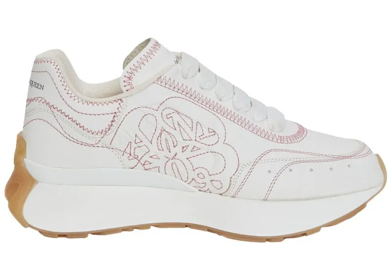 Alexander McQueen Sprint Runner White Pink Trim | 742737WIDN18819