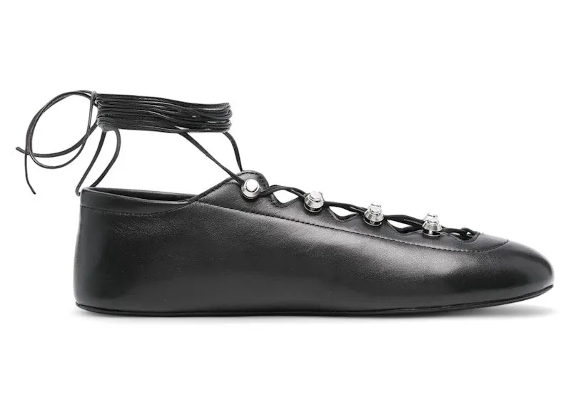 Alexander Wang Vyollette Lace Up Flat Black | 30225F004 001
