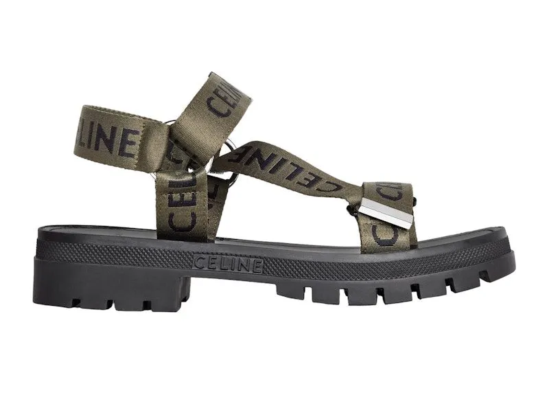 Celine Leo Strappy Sandal Khaki Black | 346742208C.15KN
