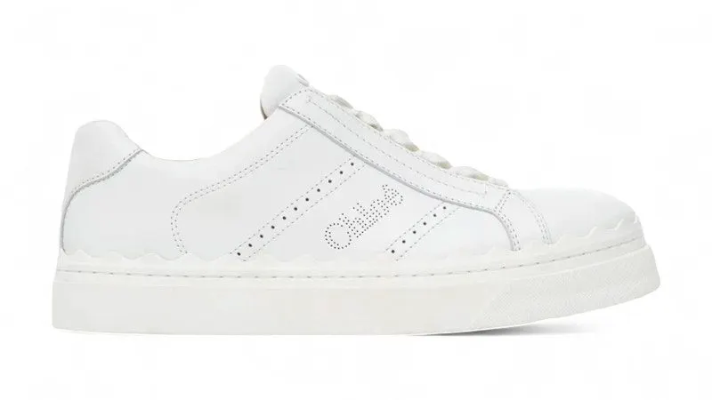 Chloe Perforated Calfskin Lauren Sneakers White | CHC23W953GQ101