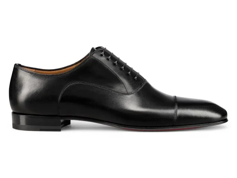 Christian Louboutin Greggo Flat Calf Lace-Up Shoes Black | 1150376 BK01
