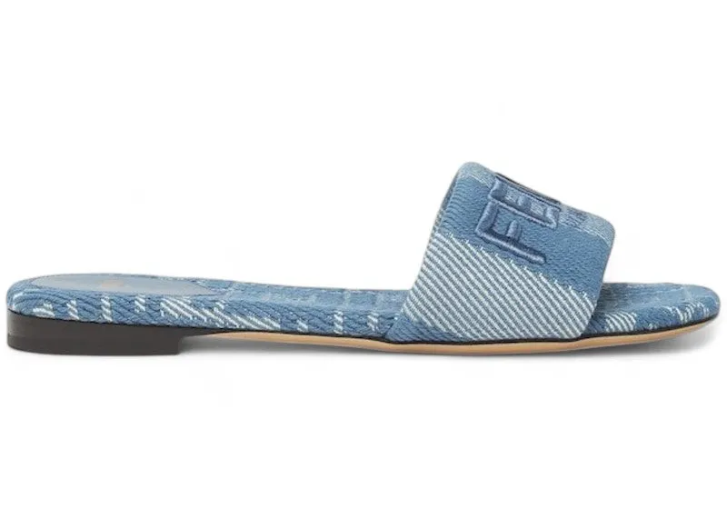 Fendi Sunshine Slides Light Blue Denim-Effect Jacquard | 8R8092ASB5F1STD