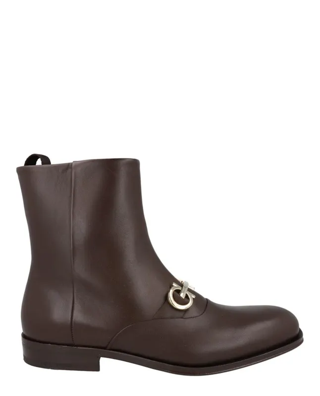 Ferragamo Geremia Gancini Ankle Boots Brown | 021057-758263-2E
