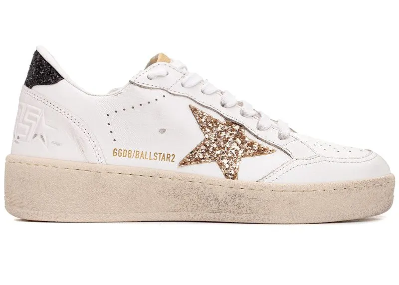 Golden Goose Ball-Star White Gold Glitter Star Black “White / Gold / Black” | GWF00804-F006964-10471
