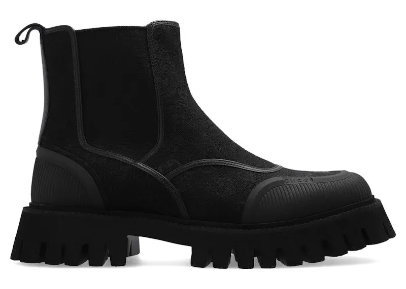Gucci GG Jacquard Canvas Ankle Boots Triple Black “Black / Black / Black” | 739777 FAB5I 1000