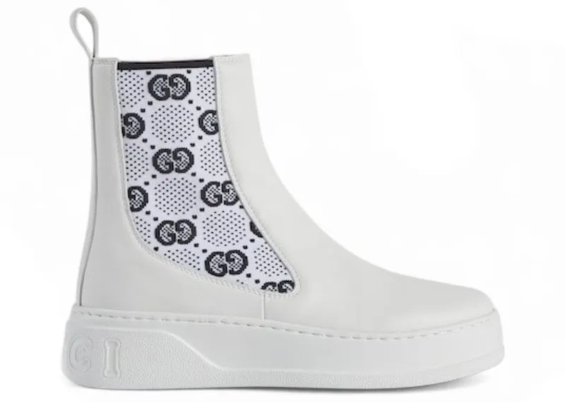 Gucci GG Jersey Chelsea Boots White | 718718-AAA8L-9059
