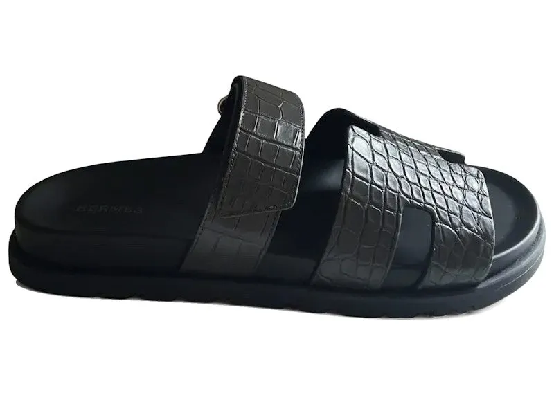 Hermes Chypre Sandal Matte Graphite Alligator | H995128Z-H30430