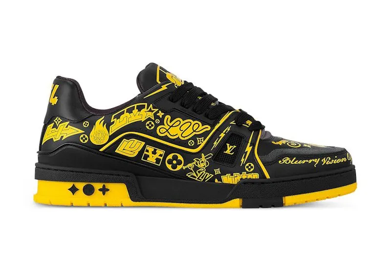 Louis Vuitton LV Trainer Black Yellow Graffiti | 1ACEJX