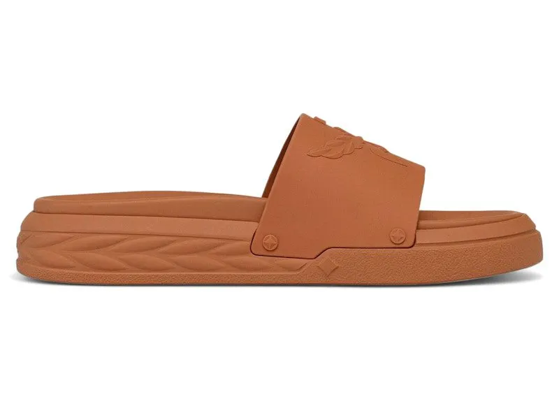 MCM Embossed Laurel Slide Sandals Cognac | MEXESMM04CO040