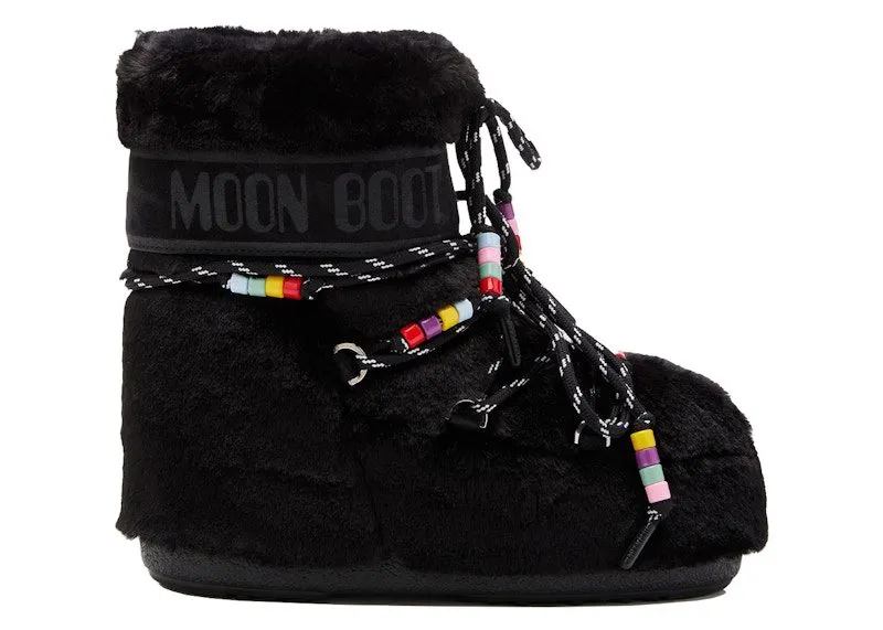 Moon Boot Icon Faux-Fur Low Boot Black Beads | 80D1409470-N001