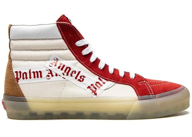 Palm Angels x Vans Sk8-Hi Reissue Sneakers White Red | PMIA067G21FAB0012561