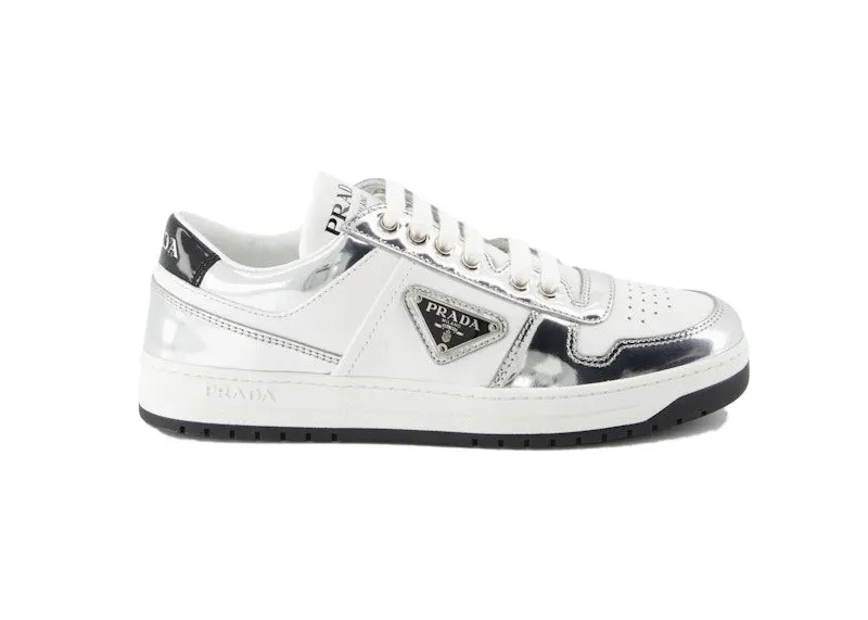 Prada Downtown Low Top White Metallic Silver | 1E792M 3LL2 F0J36
