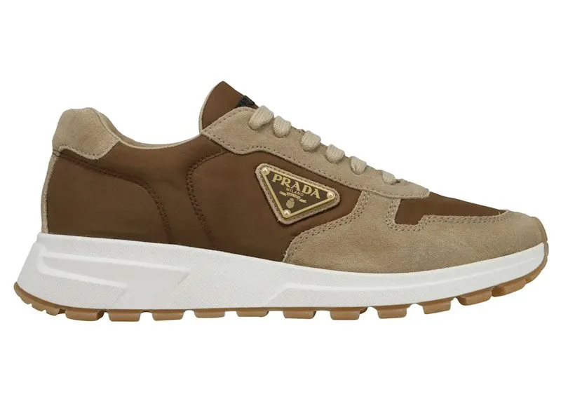 Prada PRAX 01 Sneakers Re-Nylon Brushed Leather Ecru Brown | 2EE369_3KUY_F0J25