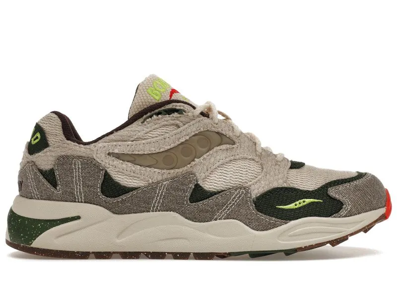 Saucony Grid Shadow 2 Bodega Jaunt Woven “Hemp / Acid Lime / Red Alert” | S70830-1