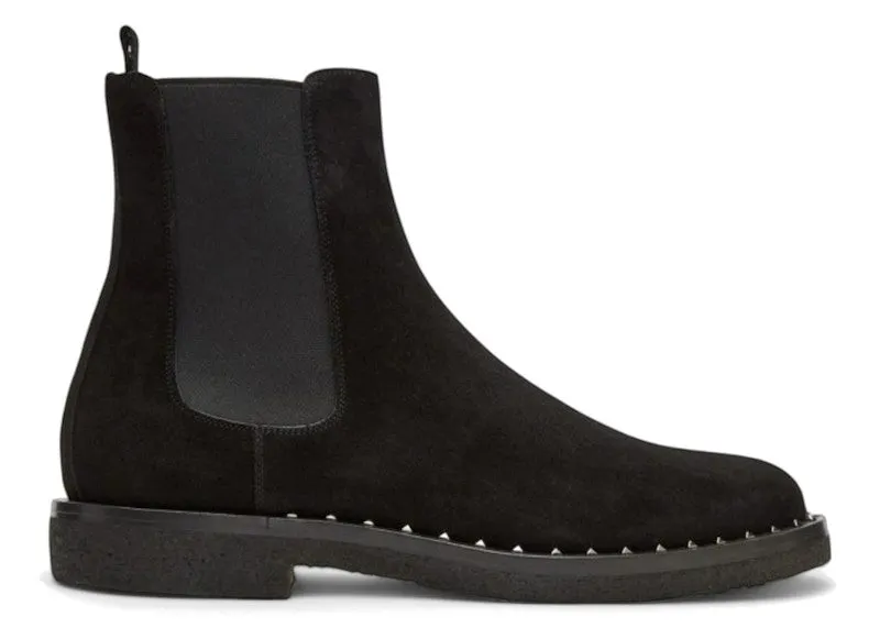Valentino Garavani Suede Soul Rockstud Chelsea Boots Black | NY0S0A38 ZFK 0NO
